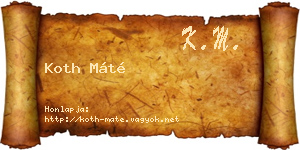Koth Máté névjegykártya
